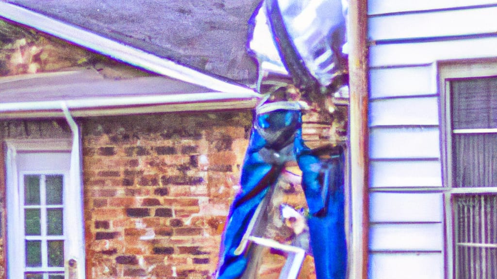 Man climbing ladder on Cleveland, Georgia home to replace roof