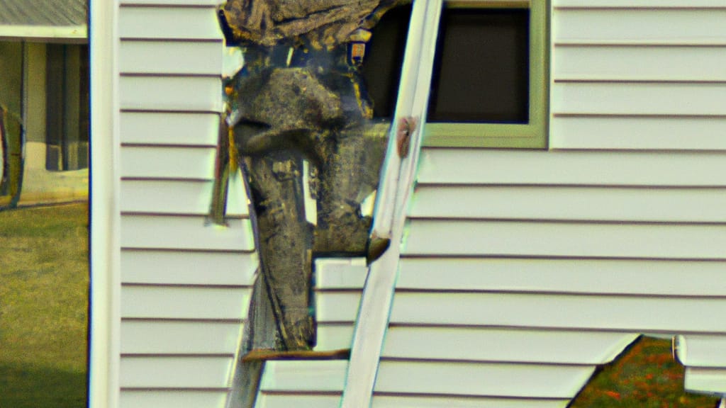 Man climbing ladder on Colwich, Kansas home to replace roof