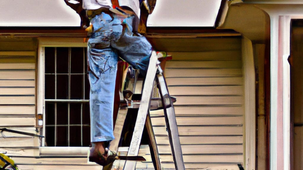 Man climbing ladder on Cypress, Texas home to replace roof