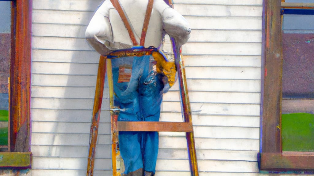 Man climbing ladder on Decatur, Michigan home to replace roof