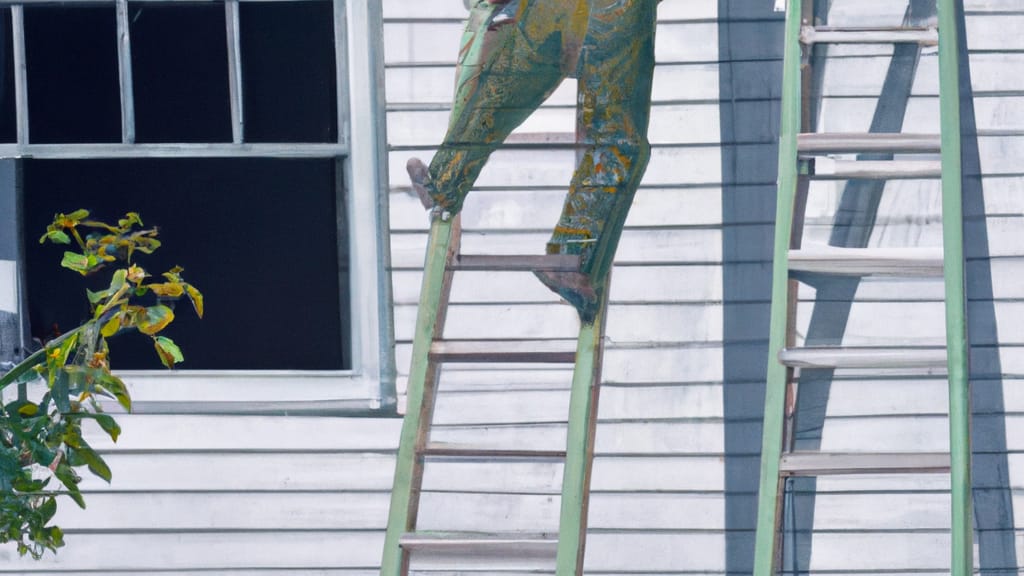Man climbing ladder on Duanesburg, New York home to replace roof