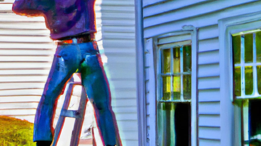 Man climbing ladder on Duncansville, Pennsylvania home to replace roof