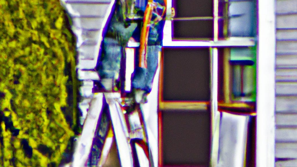 Man climbing ladder on East Weymouth, Massachusetts home to replace roof