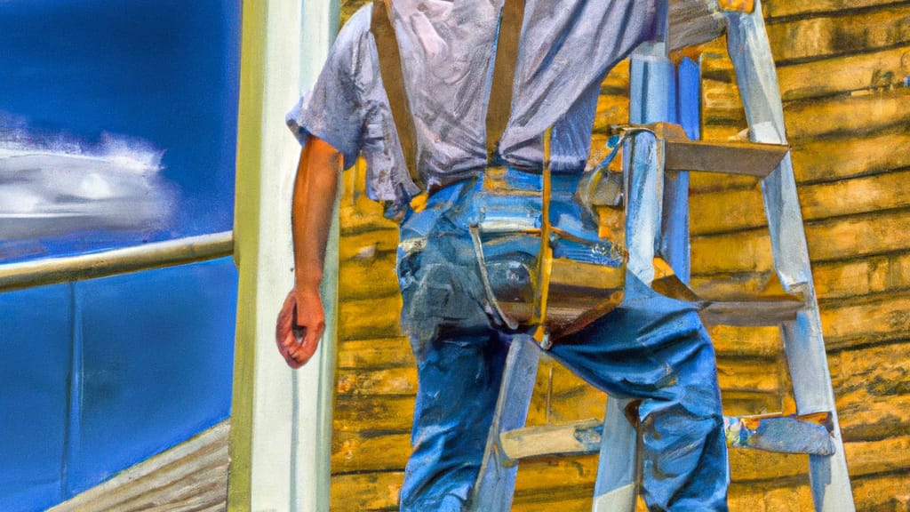 Man climbing ladder on Edwardsville, Kansas home to replace roof
