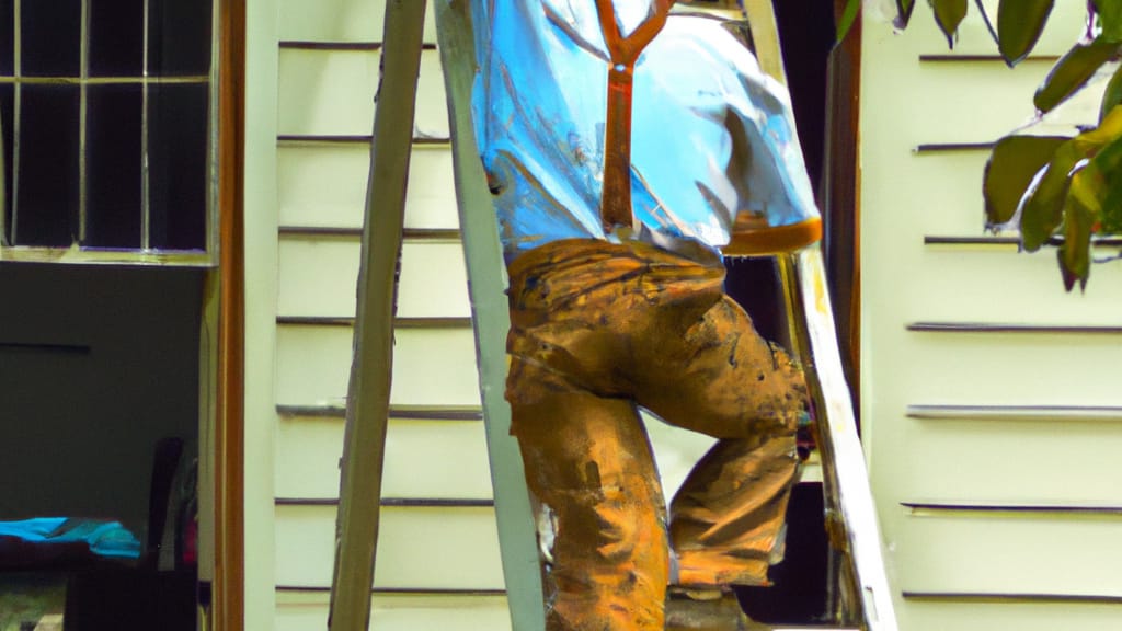 Man climbing ladder on Eldon, Missouri home to replace roof