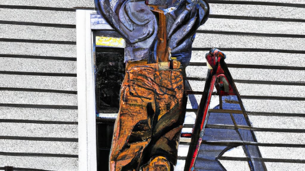 Man climbing ladder on Elmwood, Nebraska home to replace roof