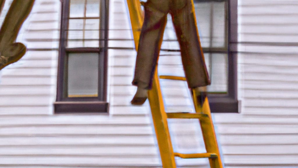 Man climbing ladder on Flinton, Pennsylvania home to replace roof