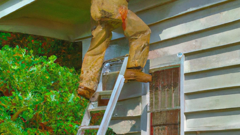 Man climbing ladder on Glennville, Georgia home to replace roof
