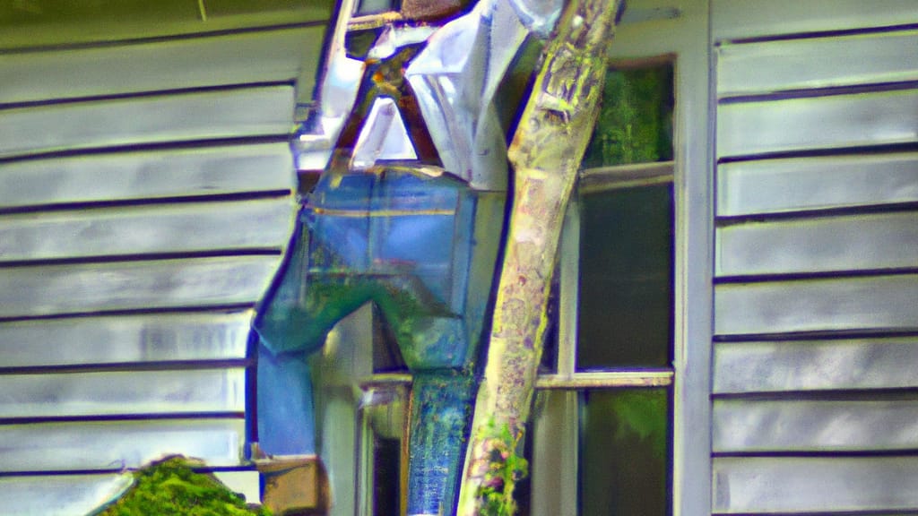 Man climbing ladder on Hawesville, Kentucky home to replace roof