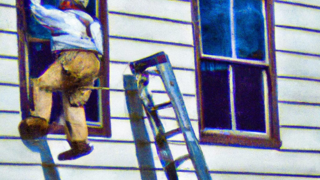 Man climbing ladder on Honey Creek, Iowa home to replace roof