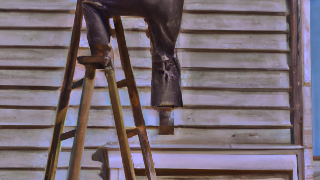 Man climbing ladder on Jacksons Gap, Alabama home to replace roof