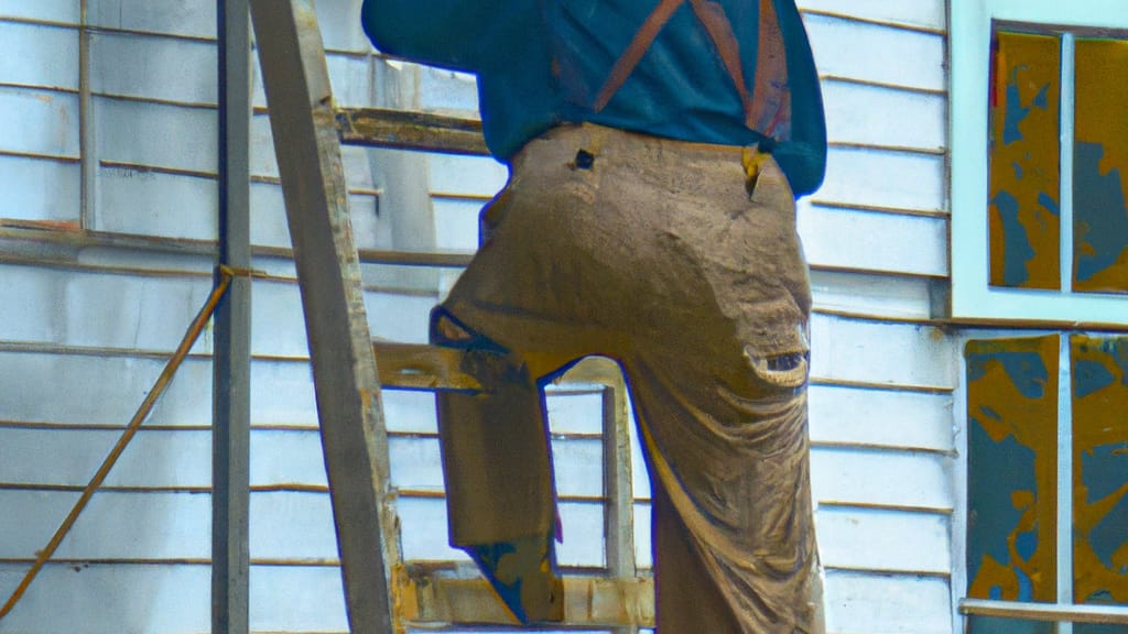 Man climbing ladder on Jarrettsville, Maryland home to replace roof