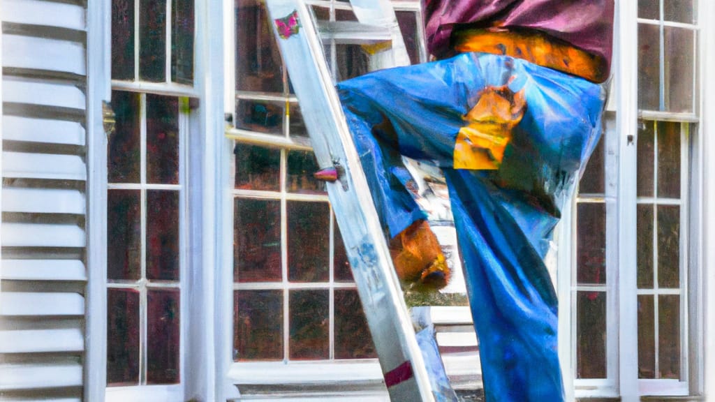 Man climbing ladder on Jefferson, Maryland home to replace roof