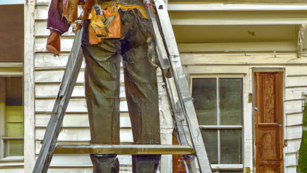 Man climbing ladder on Joppa, Maryland home to replace roof