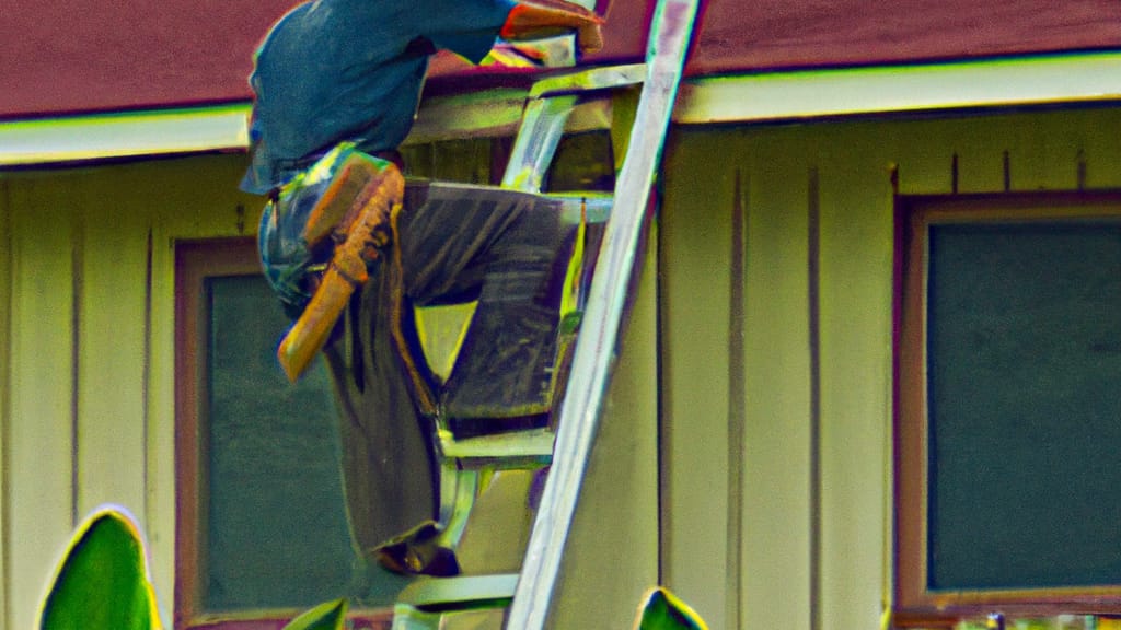 Man climbing ladder on Kapolei, Hawaii home to replace roof