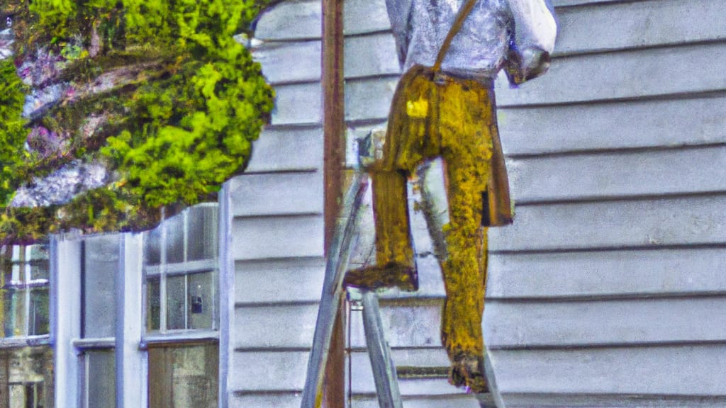 Man climbing ladder on Leland, North Carolina home to replace roof