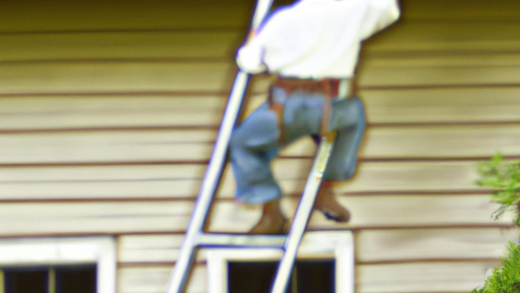 Man climbing ladder on Lindale, Texas home to replace roof