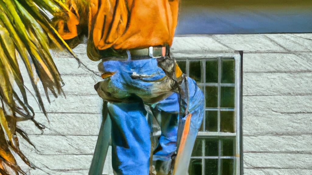 Man climbing ladder on Lithia, Florida home to replace roof