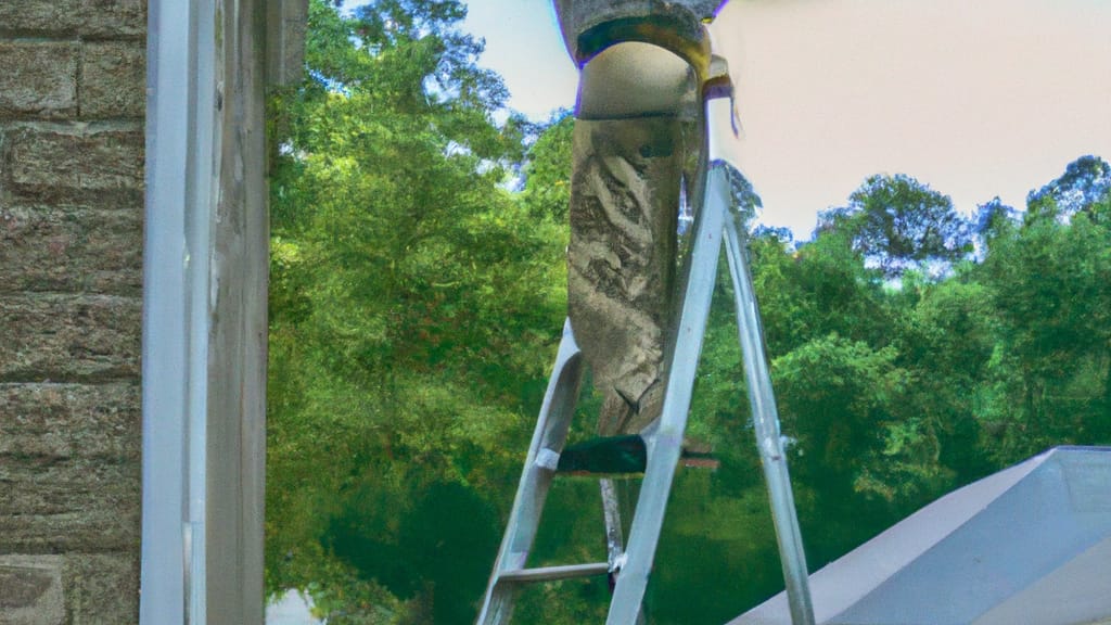 Man climbing ladder on Lithonia, Georgia home to replace roof