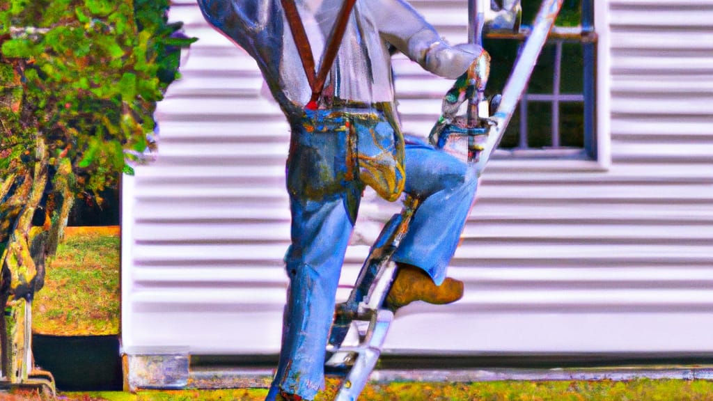 Man climbing ladder on Longs, South Carolina home to replace roof