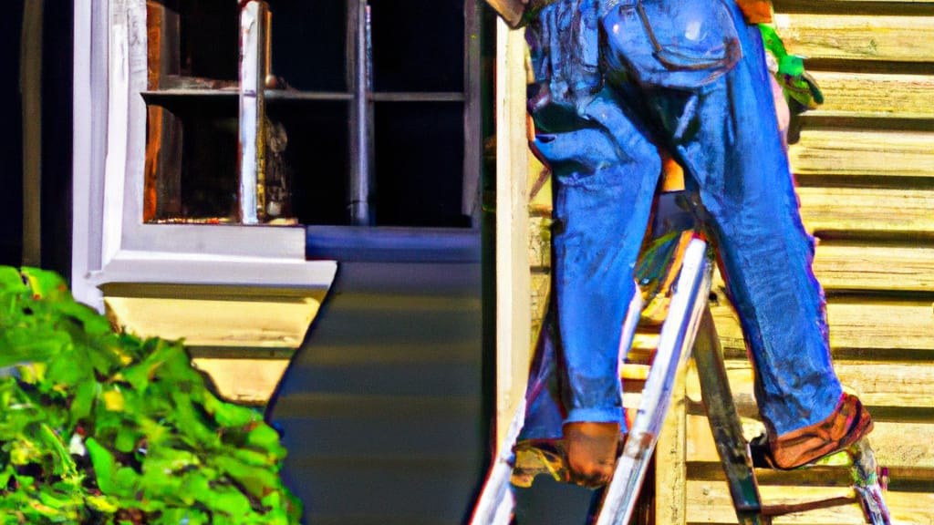 Man climbing ladder on Loris, South Carolina home to replace roof