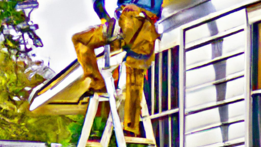 Man climbing ladder on Madison, Georgia home to replace roof