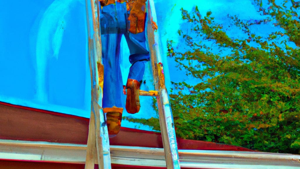 Man climbing ladder on McAllen, Texas home to replace roof