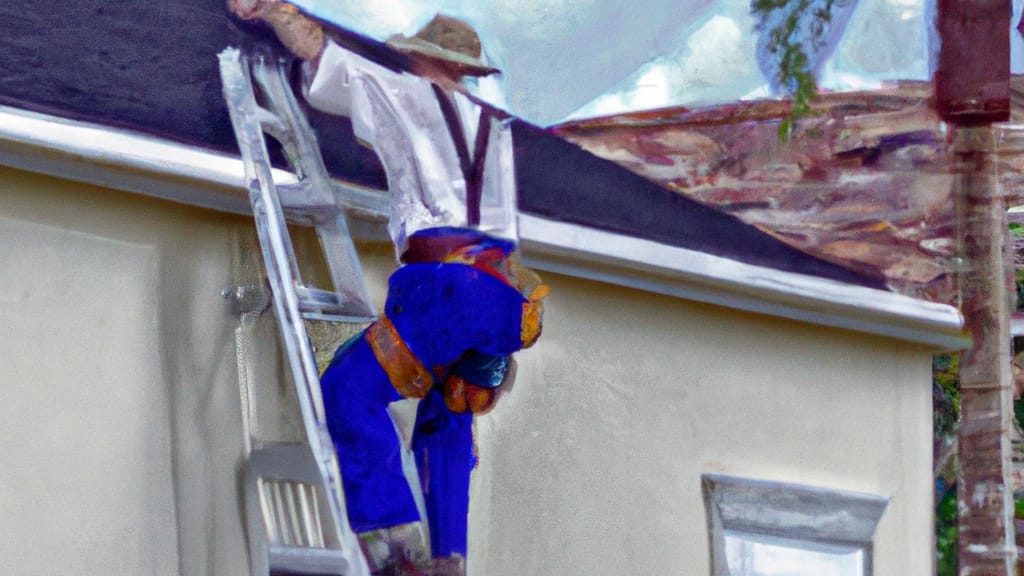 Man climbing ladder on Melrose, Florida home to replace roof