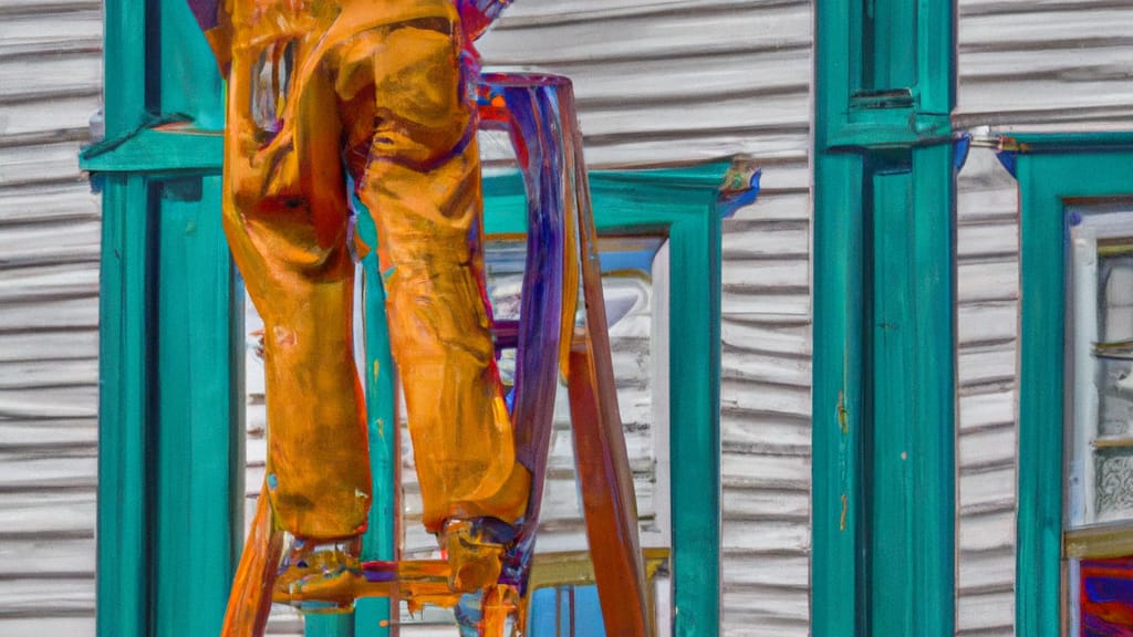 Man climbing ladder on Mifflinburg, Pennsylvania home to replace roof