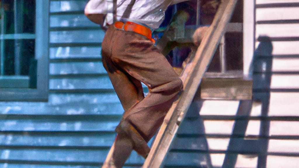Man climbing ladder on Moneta, Virginia home to replace roof