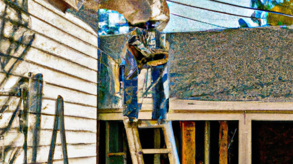 Man climbing ladder on Mount Olive, North Carolina home to replace roof