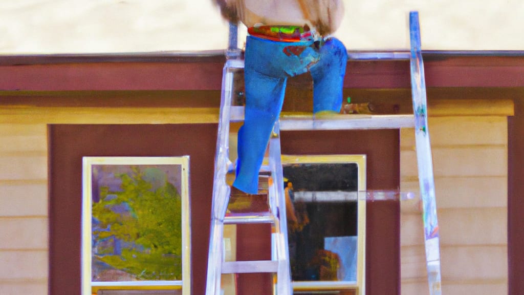 Man climbing ladder on Mount Pleasant, Utah home to replace roof