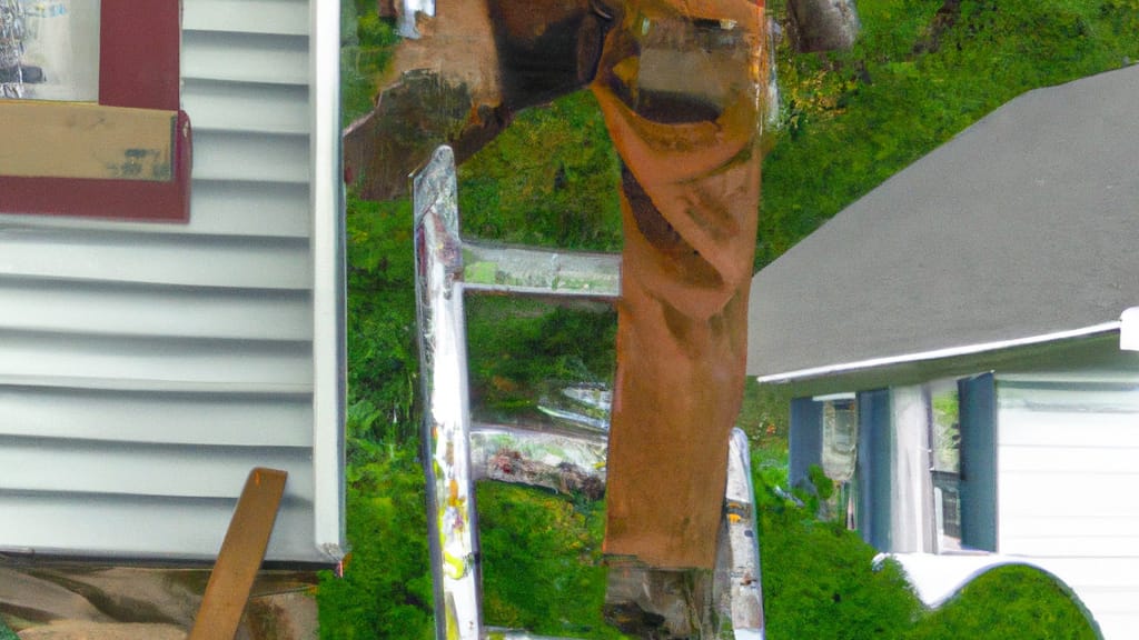 Man climbing ladder on Narvon, Pennsylvania home to replace roof