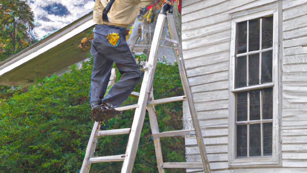 Man climbing ladder on Odenville, Alabama home to replace roof