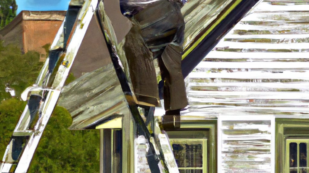 Man climbing ladder on Owings, Maryland home to replace roof