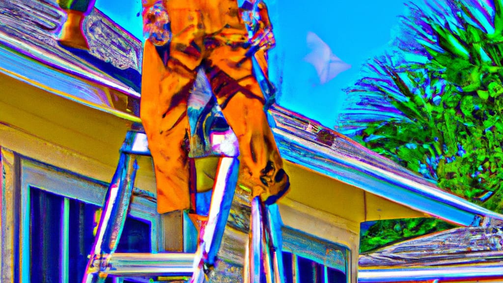 Man climbing ladder on Oxford, Florida home to replace roof