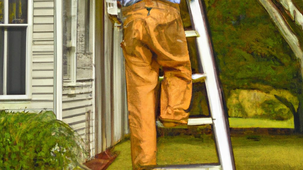 Man climbing ladder on Pendergrass, Georgia home to replace roof