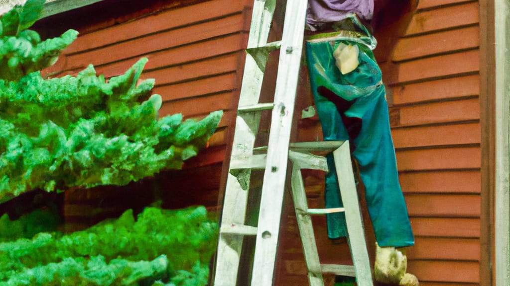 Man climbing ladder on Pine City, Minnesota home to replace roof
