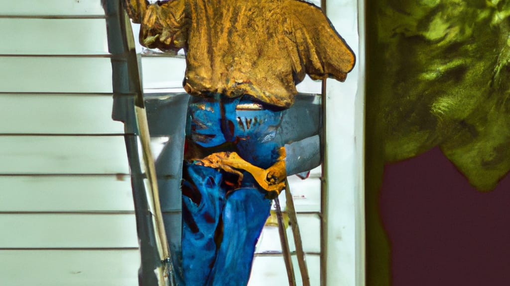 Man climbing ladder on Pollok, Texas home to replace roof