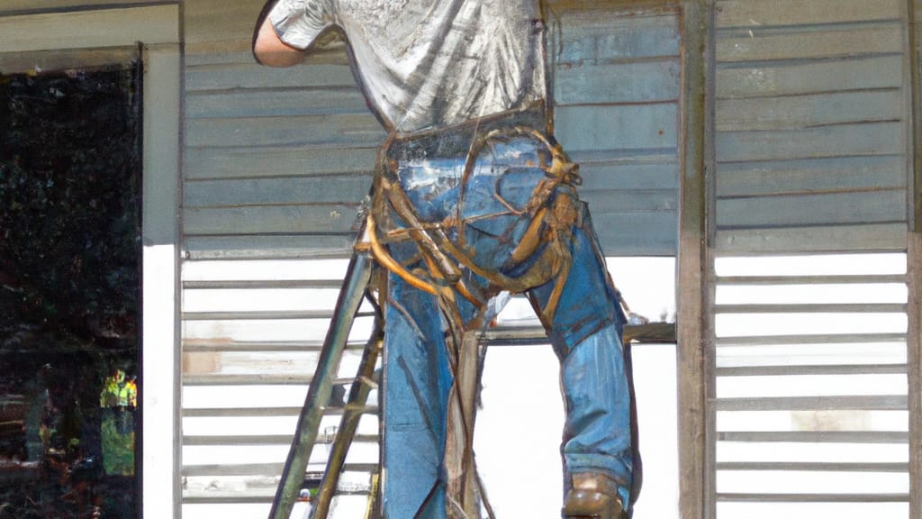 Man climbing ladder on Ropesville, Texas home to replace roof