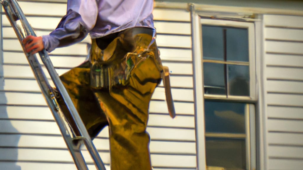 Man climbing ladder on Rush, Kentucky home to replace roof