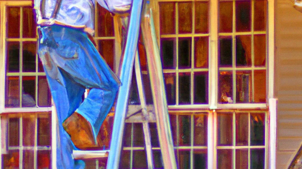 Man climbing ladder on Salem, Arkansas home to replace roof