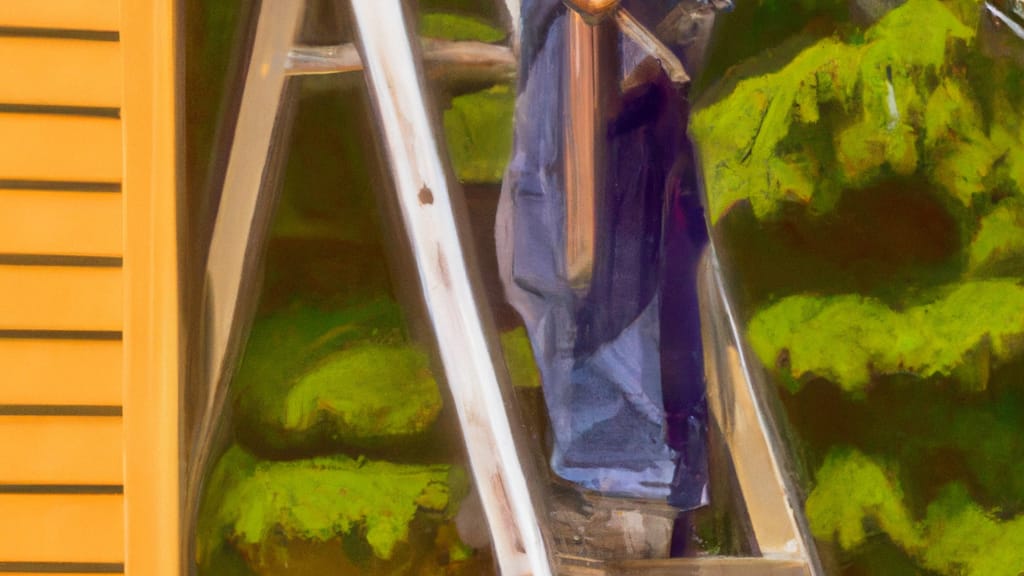 Man climbing ladder on Salem, Missouri home to replace roof