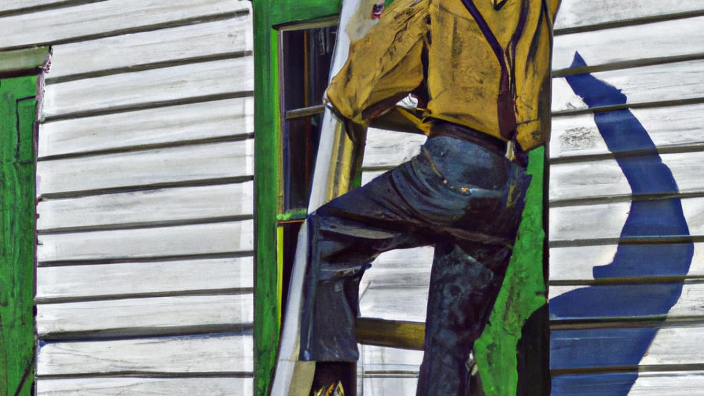 Man climbing ladder on Sheridan, Arkansas home to replace roof