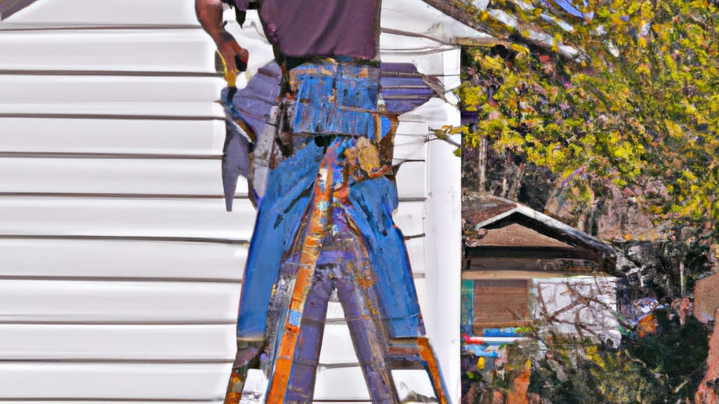 Man climbing ladder on Sheridan, Colorado home to replace roof