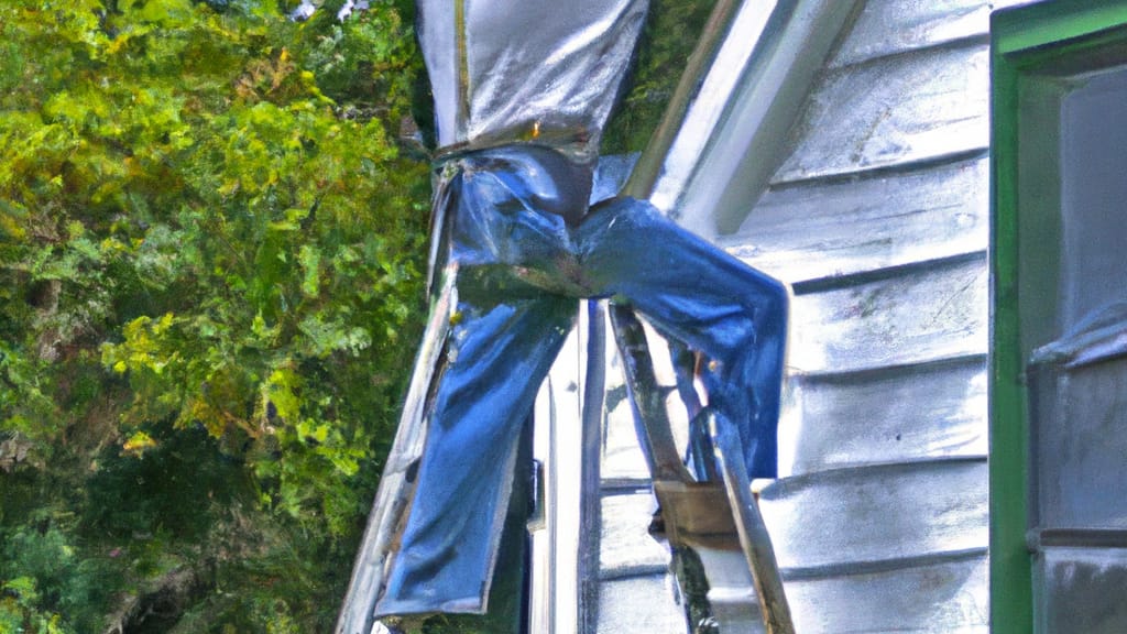 Man climbing ladder on Slocomb, Alabama home to replace roof