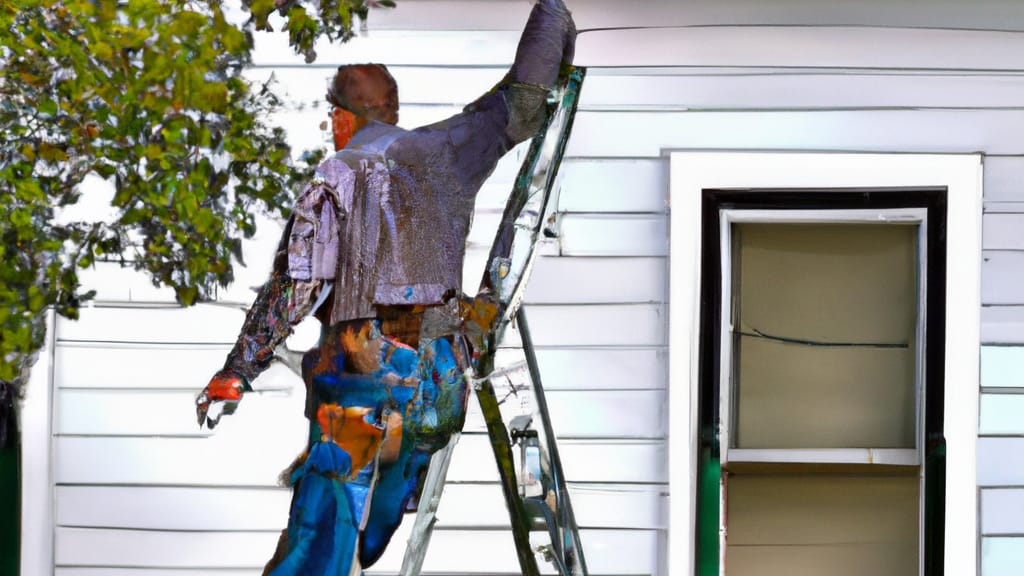 Man climbing ladder on Smithville, Texas home to replace roof