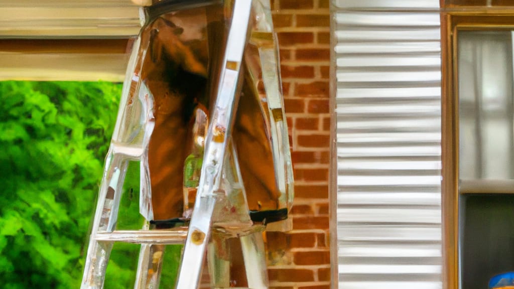 Man climbing ladder on Tremont, Illinois home to replace roof