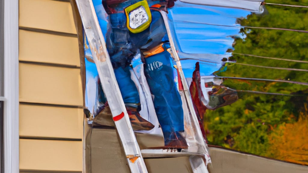Man climbing ladder on Tukwila, Washington home to replace roof