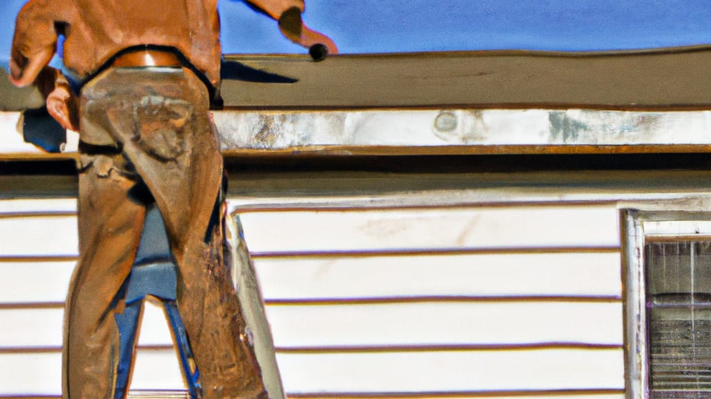 Man climbing ladder on Union Gap, Washington home to replace roof